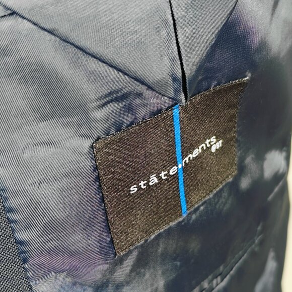 Statements Men's Sport Coat Blazer Two‎ Button Deep Navy Polyester Wool Sz 42R - Picture 12 of 13